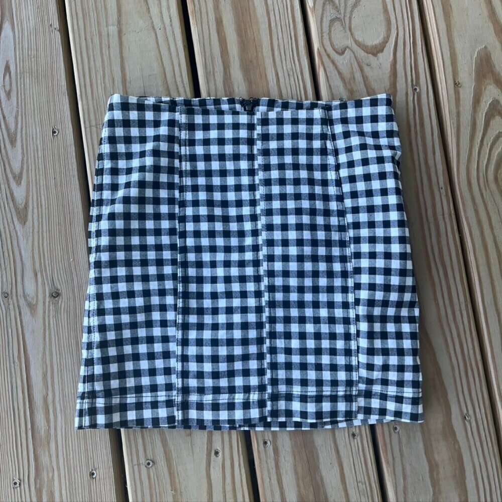 Free People Size 2 Small Black & White Gingham Plaid Mini Skirt Femme - Picture 2 of 10